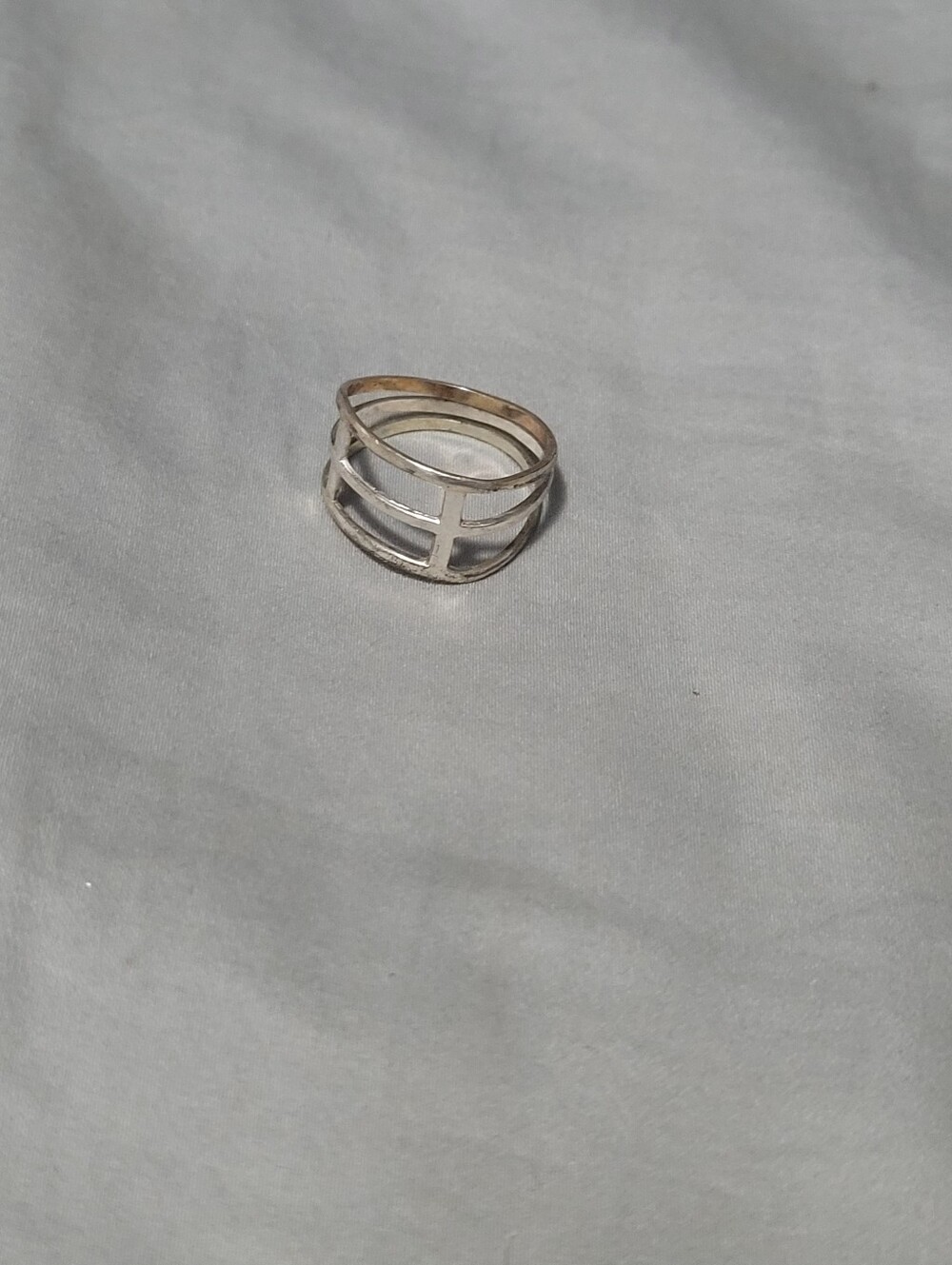 Sterling Silver Open Grid Band Ring - Silver